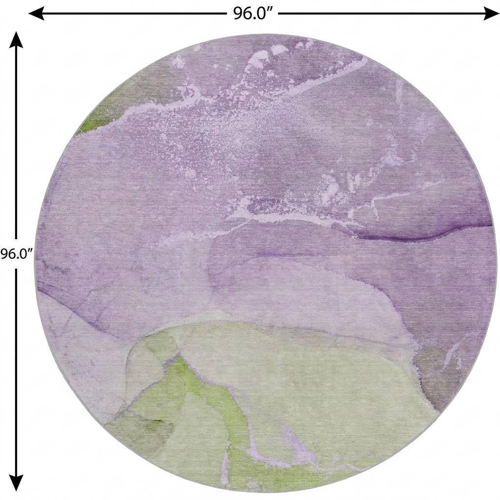 8' Purple And Lilac Abstract Shag Washable Round Rug With UV Protection - HomeRoots - Flyclothing LLC