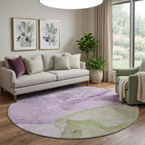 8' Purple And Lilac Abstract Shag Washable Round Rug With UV Protection - HomeRoots - Flyclothing LLC