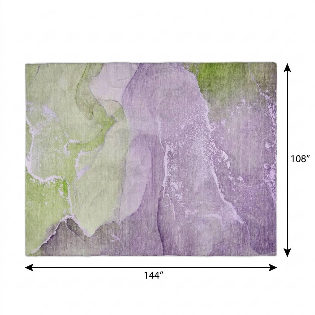 9' X 12' Purple And Lilac Abstract Shag Washable Area Rug With UV Protection - HomeRoots - Flyclothing LLC
