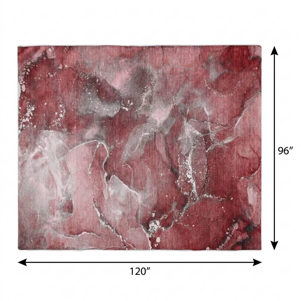 8' X 10' Merlot And Burgundy Abstract Shag Washable Area Rug With UV Protection - HomeRoots - Flyclothing LLC