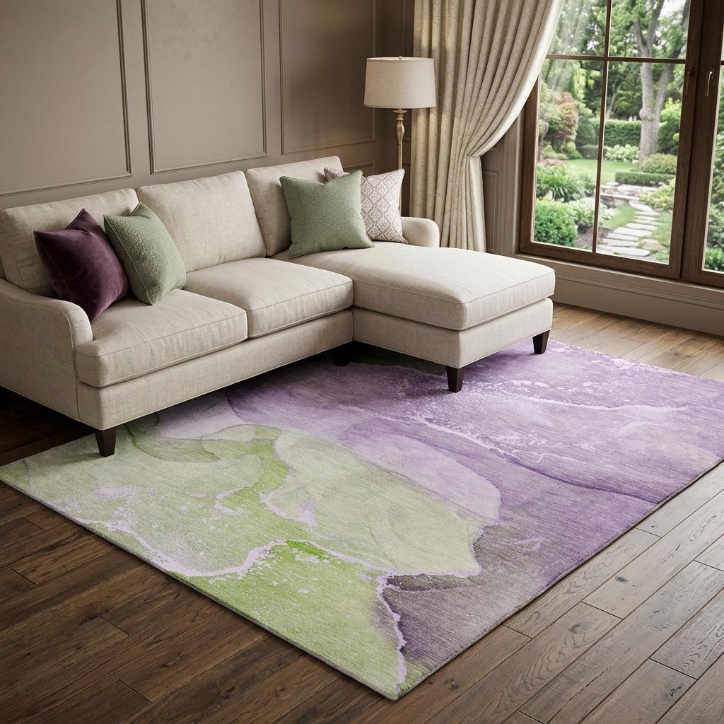 10' X 14' Purple And Lilac Abstract Shag Washable Area Rug With UV Protection - HomeRoots - Flyclothing LLC