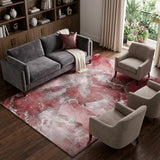 10' X 14' Merlot And Burgundy Abstract Shag Washable Area Rug With UV Protection - HomeRoots - Flyclothing LLC