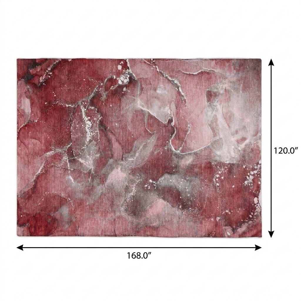 10' X 14' Merlot And Burgundy Abstract Shag Washable Area Rug With UV Protection - HomeRoots - Flyclothing LLC