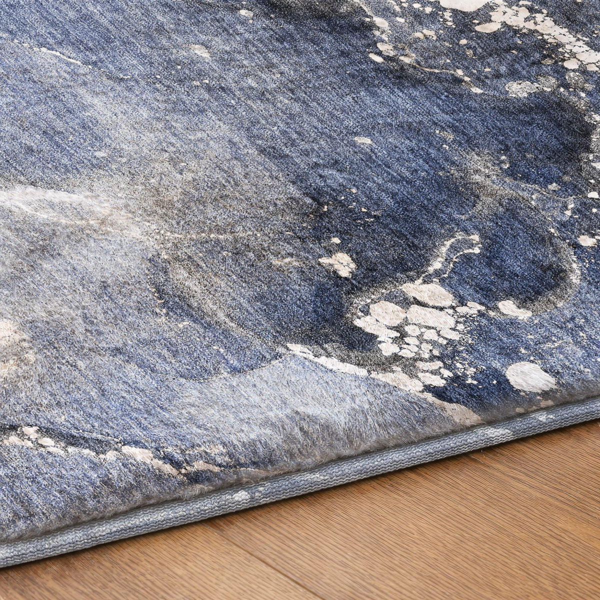3' X 5' Navy Blue And Blue Abstract Shag Washable Area Rug With UV Protection - HomeRoots - Flyclothing LLC