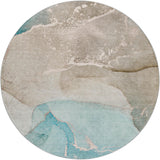 8' Teal And Taupe Abstract Shag Washable Round Rug With UV Protection - HomeRoots - Flyclothing LLC
