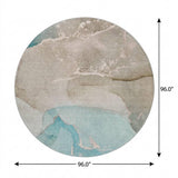 8' Teal And Taupe Abstract Shag Washable Round Rug With UV Protection - HomeRoots - Flyclothing LLC