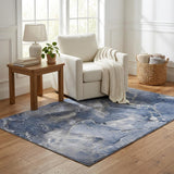 5' X 8' Navy Blue And Blue Abstract Shag Washable Area Rug With UV Protection - HomeRoots - Flyclothing LLC