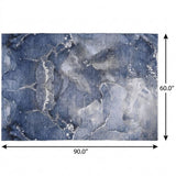 5' X 8' Navy Blue And Blue Abstract Shag Washable Area Rug With UV Protection - HomeRoots - Flyclothing LLC