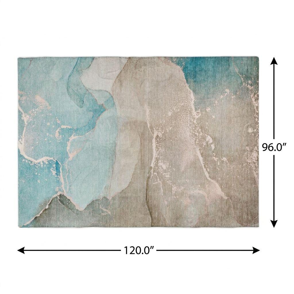 8' X 10' Teal And Taupe Abstract Shag Washable Area Rug With UV Protection - HomeRoots - Flyclothing LLC