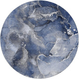 8' Navy Blue And Blue Abstract Shag Washable Round Rug With UV Protection - HomeRoots - Flyclothing LLC