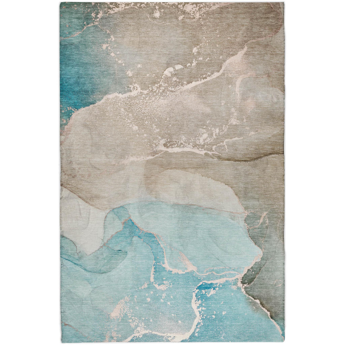 9' X 12' Teal And Taupe Abstract Shag Washable Area Rug With UV Protection - HomeRoots - Flyclothing LLC