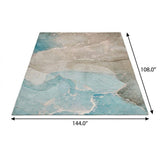 9' X 12' Teal And Taupe Abstract Shag Washable Area Rug With UV Protection - HomeRoots - Flyclothing LLC