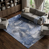 8' X 10' Navy Blue And Blue Abstract Shag Washable Area Rug With UV Protection - HomeRoots - Flyclothing LLC
