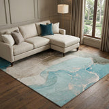 10' X 14' Teal And Taupe Abstract Shag Washable Area Rug With UV Protection - HomeRoots - Flyclothing LLC