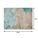 10' X 14' Teal And Taupe Abstract Shag Washable Area Rug With UV Protection - HomeRoots - Flyclothing LLC