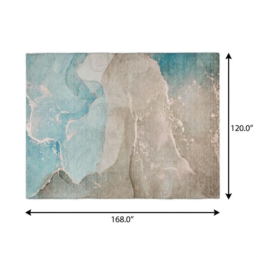 10' X 14' Teal And Taupe Abstract Shag Washable Area Rug With UV Protection - HomeRoots - Flyclothing LLC