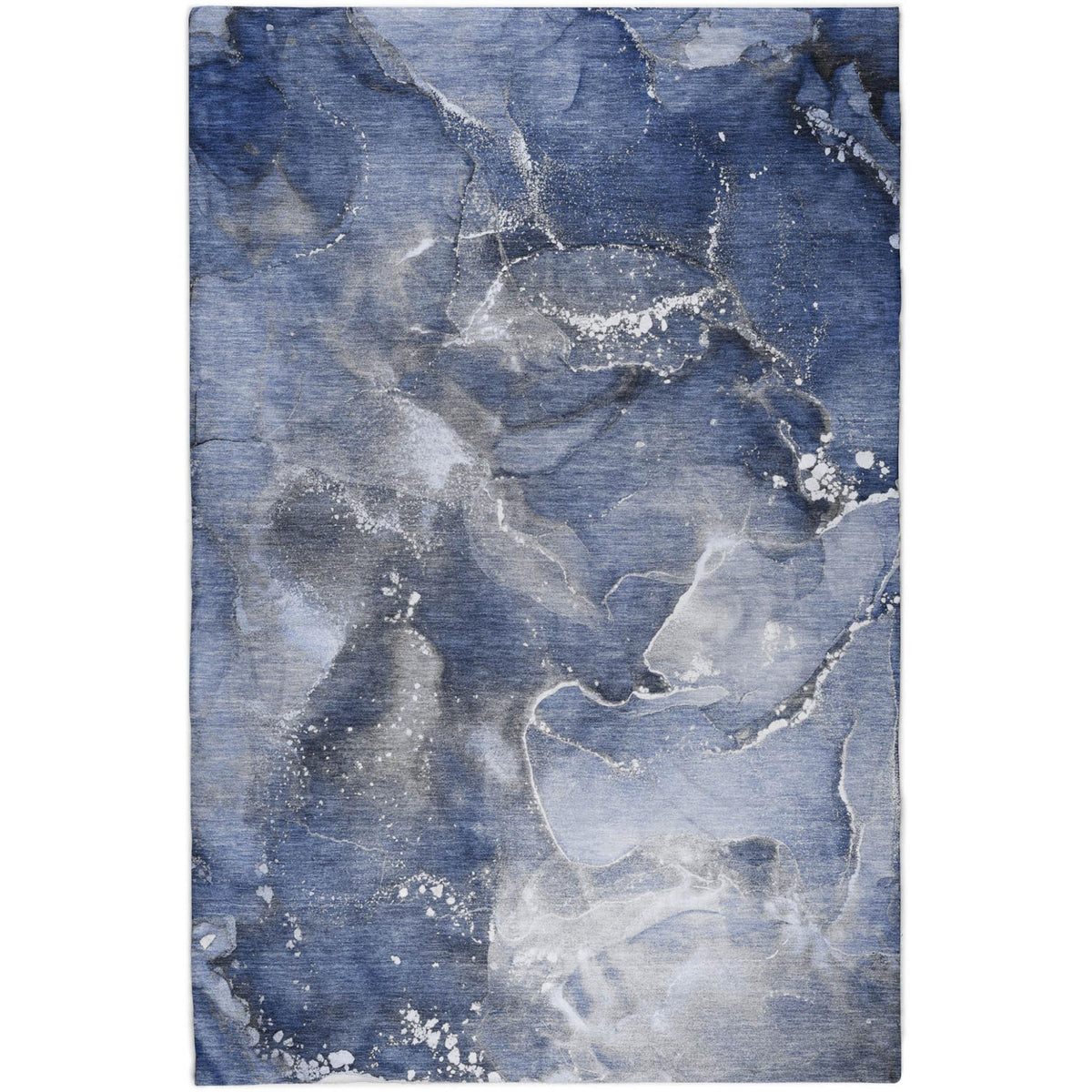 9' X 12' Navy Blue And Blue Abstract Shag Washable Area Rug With UV Protection - HomeRoots - Flyclothing LLC
