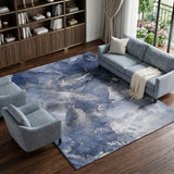 10' X 14' Navy Blue And Blue Abstract Shag Washable Area Rug With UV Protection - HomeRoots - Flyclothing LLC