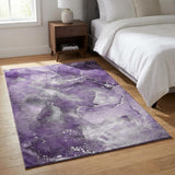 3' X 5' Purple And Lavender Abstract Shag Washable Area Rug With UV Protection - HomeRoots - Flyclothing LLC