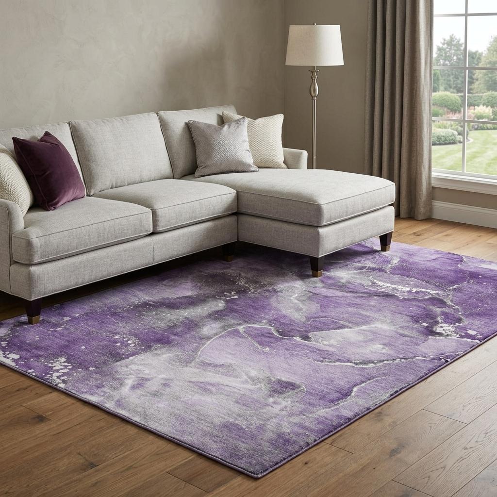 8' X 10' Purple And Lavender Abstract Shag Washable Area Rug With UV Protection - HomeRoots - Flyclothing LLC