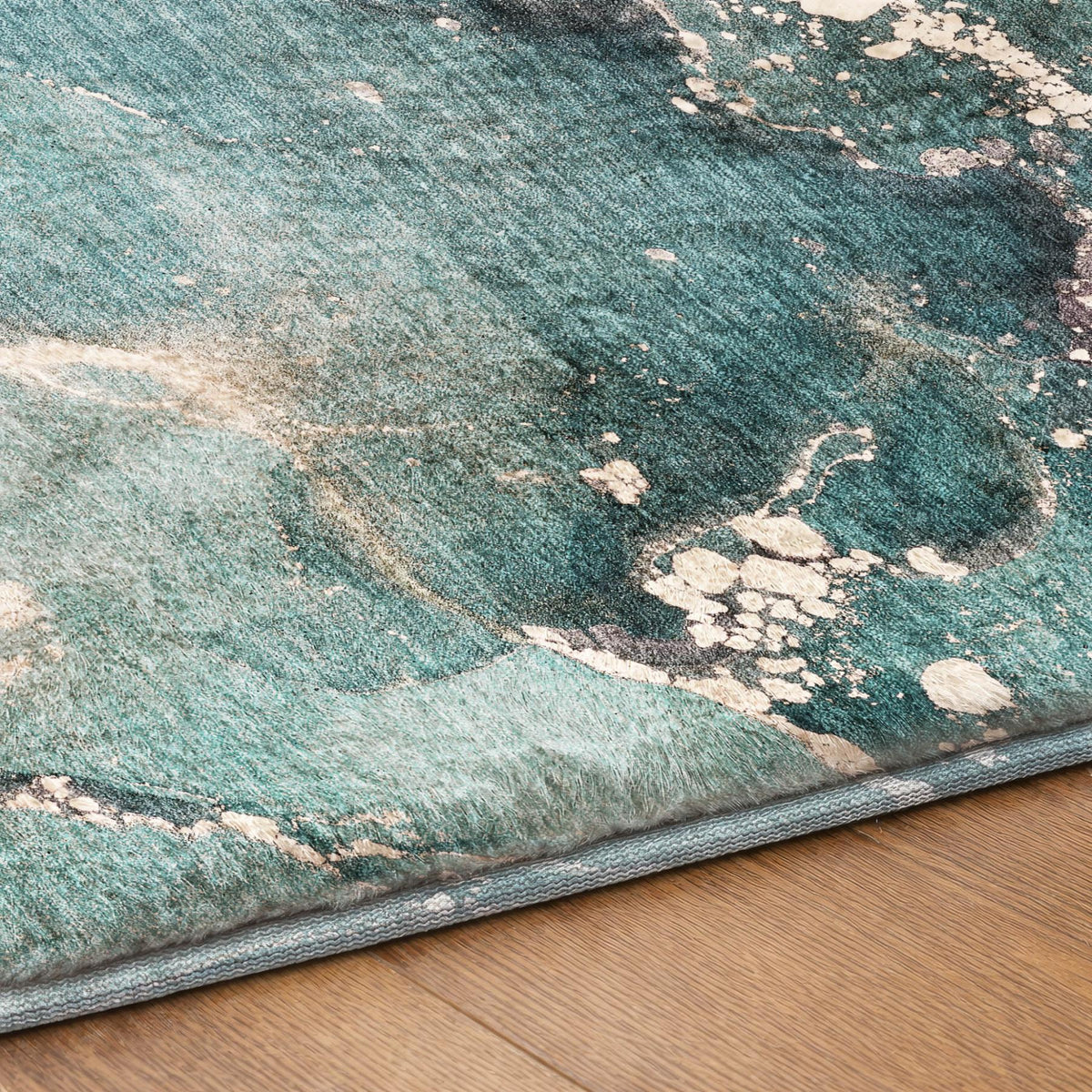 3' X 5' Teal And Aqua Abstract Shag Washable Area Rug With UV Protection - HomeRoots - Flyclothing LLC