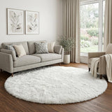 8' Teal And Aqua Abstract Shag Washable Round Rug With UV Protection - HomeRoots - Flyclothing LLC