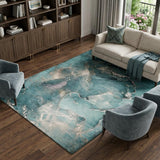 8' X 10' Teal And Aqua Abstract Shag Washable Area Rug With UV Protection - HomeRoots - Flyclothing LLC