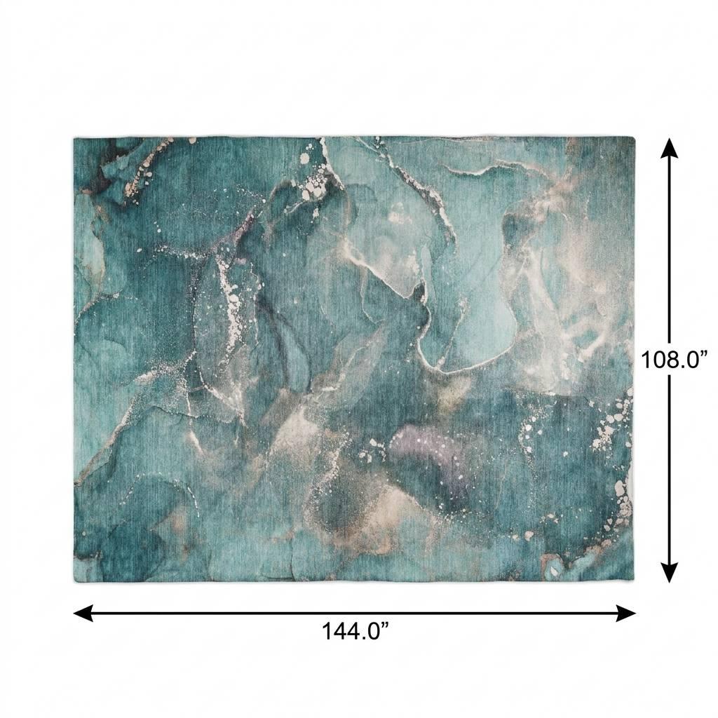 9' X 12' Teal And Aqua Abstract Shag Washable Area Rug With UV Protection - HomeRoots - Flyclothing LLC
