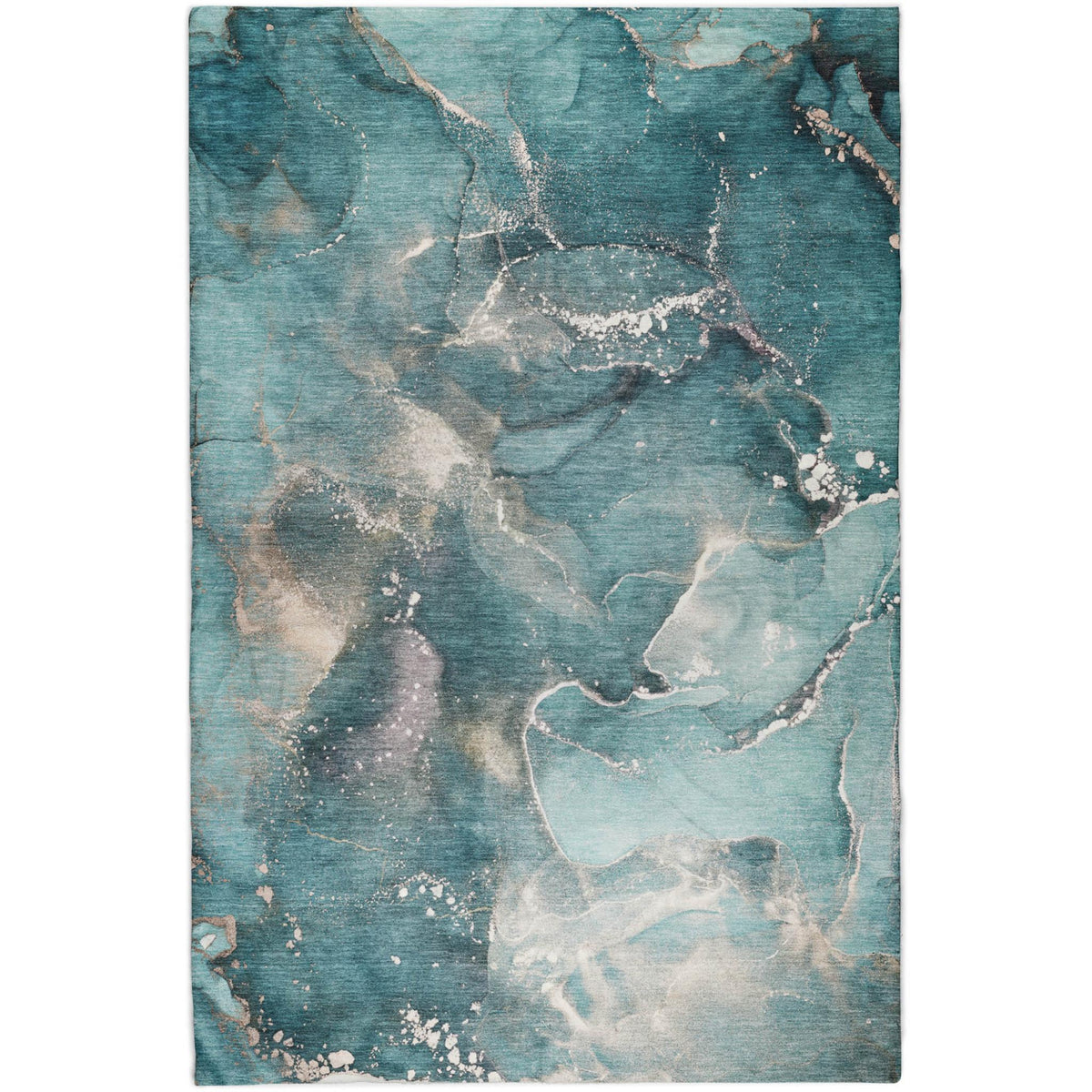 10' X 14' Teal And Aqua Abstract Shag Washable Area Rug With UV Protection - HomeRoots - Flyclothing LLC