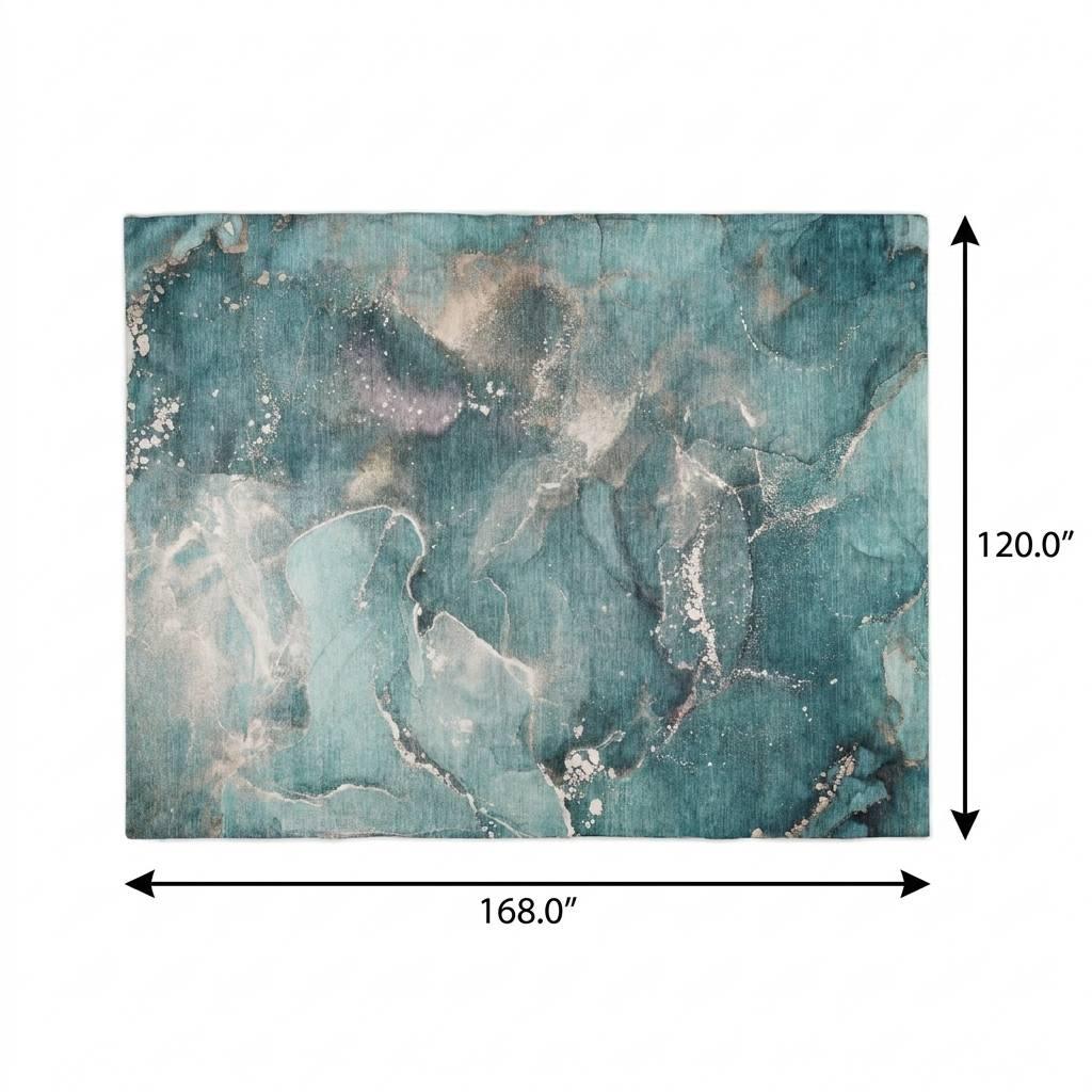 10' X 14' Teal And Aqua Abstract Shag Washable Area Rug With UV Protection - HomeRoots - Flyclothing LLC
