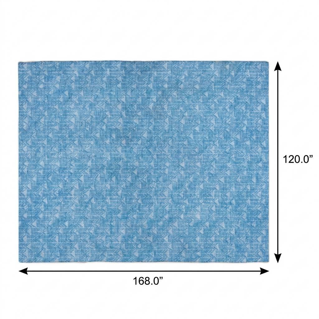 10' X 14' Blue And Denim Blue Geometric Shag Washable Area Rug With UV Protection - HomeRoots - Flyclothing LLC
