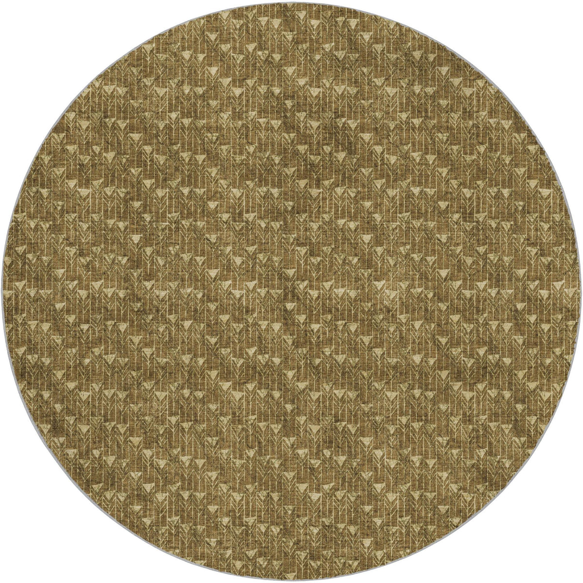 8' Brown And Beige Geometric Shag Washable Round Rug With UV Protection - HomeRoots - Flyclothing LLC