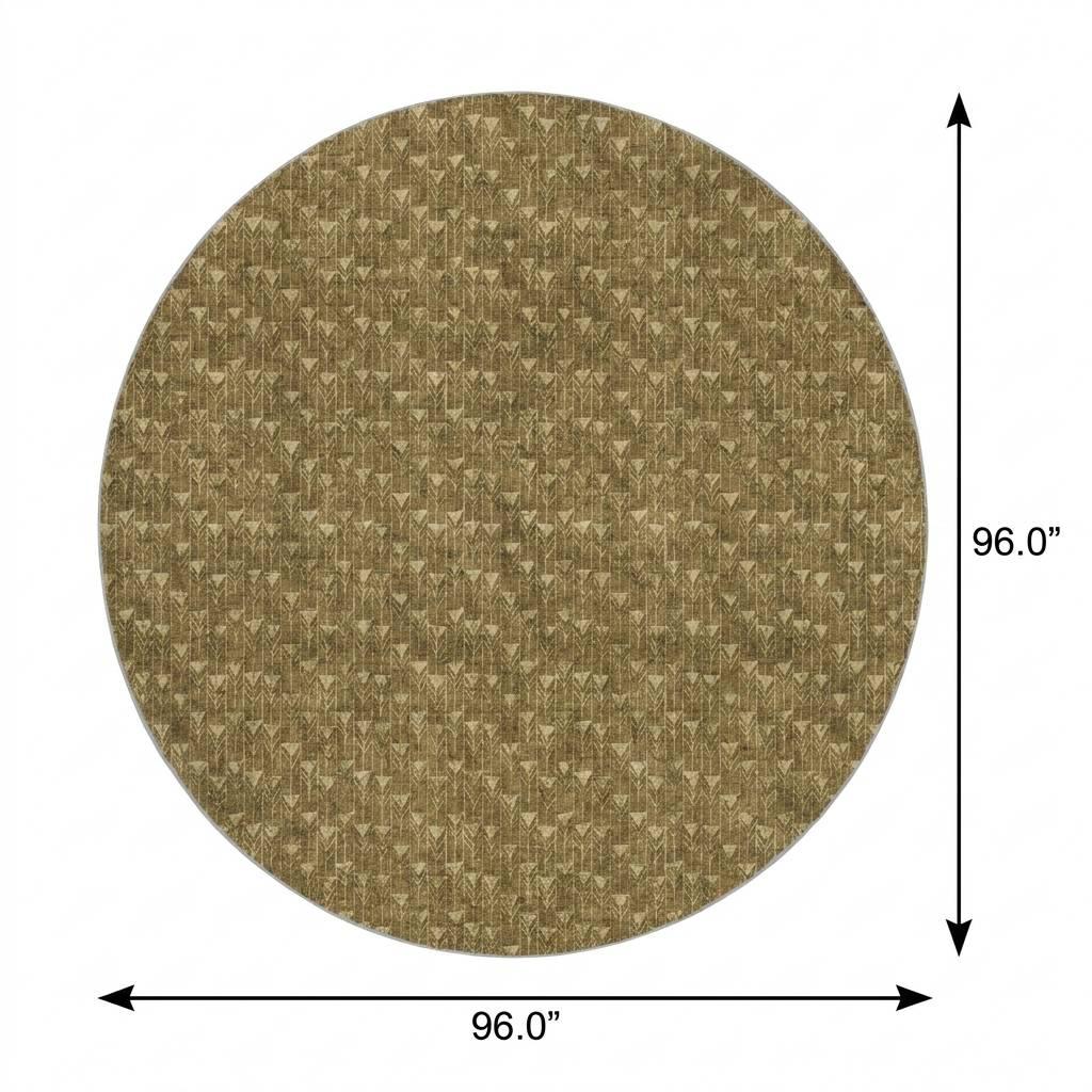 8' Brown And Beige Geometric Shag Washable Round Rug With UV Protection - HomeRoots - Flyclothing LLC