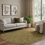 8' Brown And Beige Geometric Shag Washable Round Rug With UV Protection - HomeRoots - Flyclothing LLC