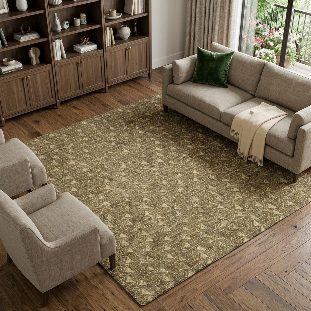 8' X 10' Brown And Beige Geometric Shag Washable Area Rug With UV Protection - HomeRoots - Flyclothing LLC