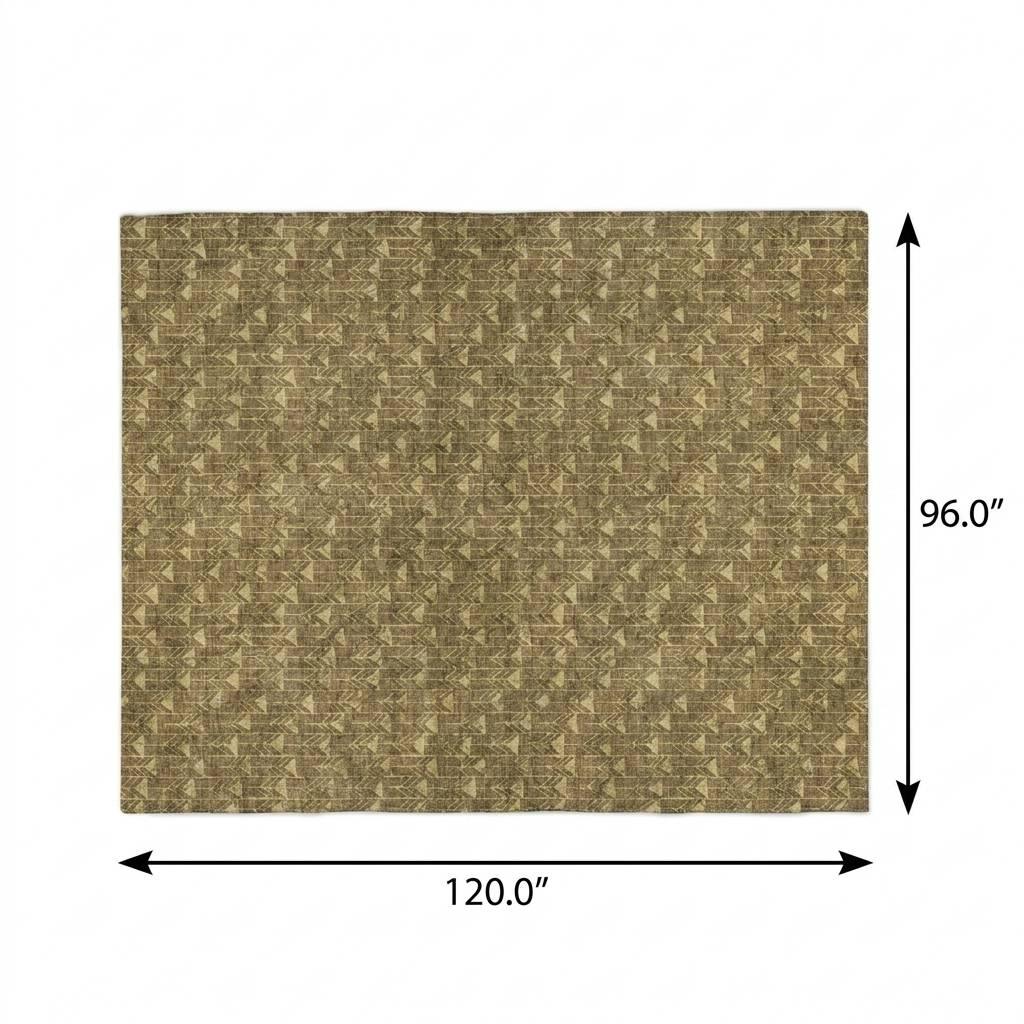 8' X 10' Brown And Beige Geometric Shag Washable Area Rug With UV Protection - HomeRoots - Flyclothing LLC