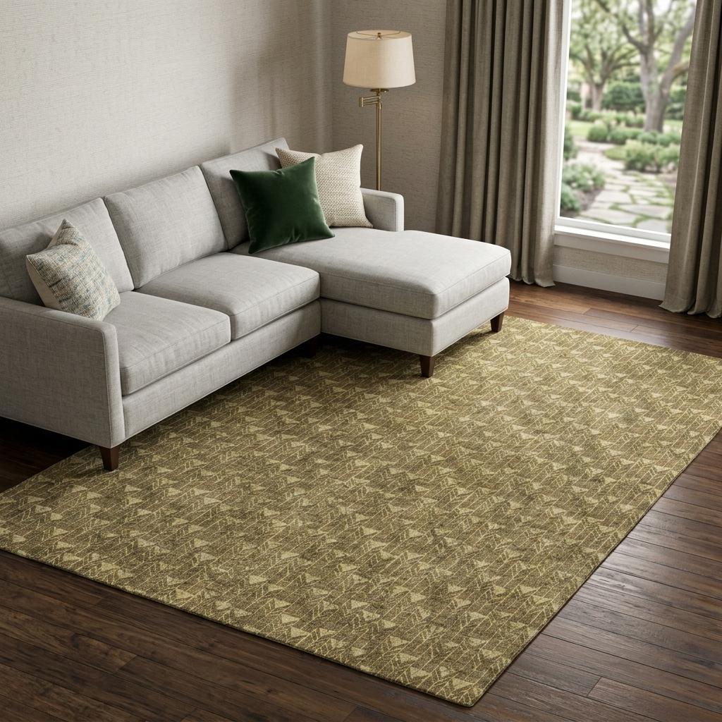 9' X 12' Brown And Beige Geometric Shag Washable Area Rug With UV Protection - HomeRoots - Flyclothing LLC