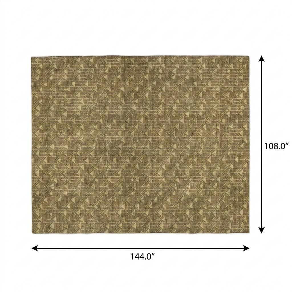9' X 12' Brown And Beige Geometric Shag Washable Area Rug With UV Protection - HomeRoots - Flyclothing LLC