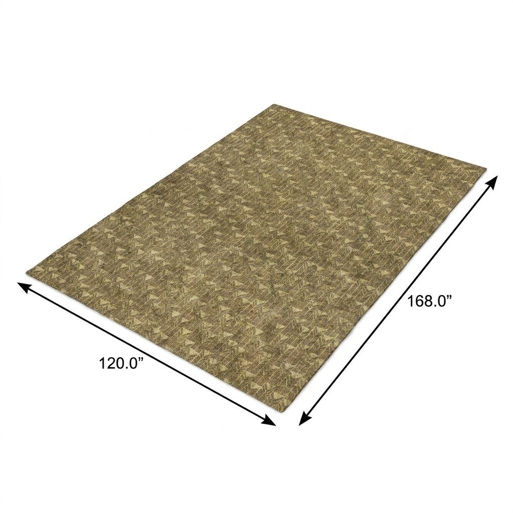 10' X 14' Brown And Beige Geometric Shag Washable Area Rug With UV Protection - HomeRoots - Flyclothing LLC