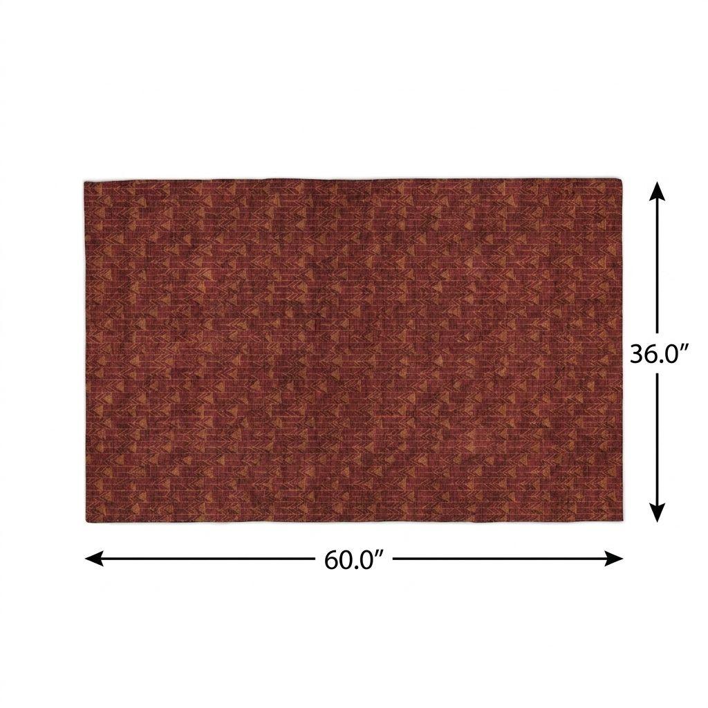 3' X 5' Burgundy And Gold Geometric Shag Washable Area Rug With UV Protection - HomeRoots - Flyclothing LLC