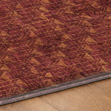8' Burgundy And Gold Geometric Shag Washable Round Rug With UV Protection - HomeRoots - Flyclothing LLC