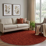 8' Burgundy And Gold Geometric Shag Washable Round Rug With UV Protection - HomeRoots - Flyclothing LLC