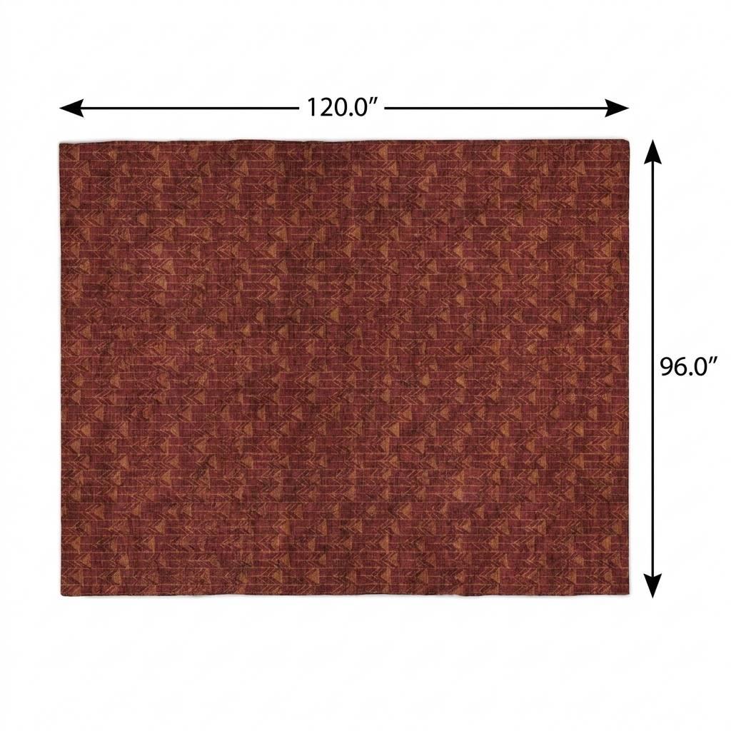 8' X 10' Burgundy And Gold Geometric Shag Washable Area Rug With UV Protection - HomeRoots - Flyclothing LLC