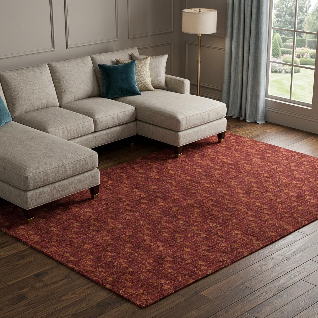 10' X 14' Burgundy And Gold Geometric Shag Washable Area Rug With UV Protection - HomeRoots - Flyclothing LLC