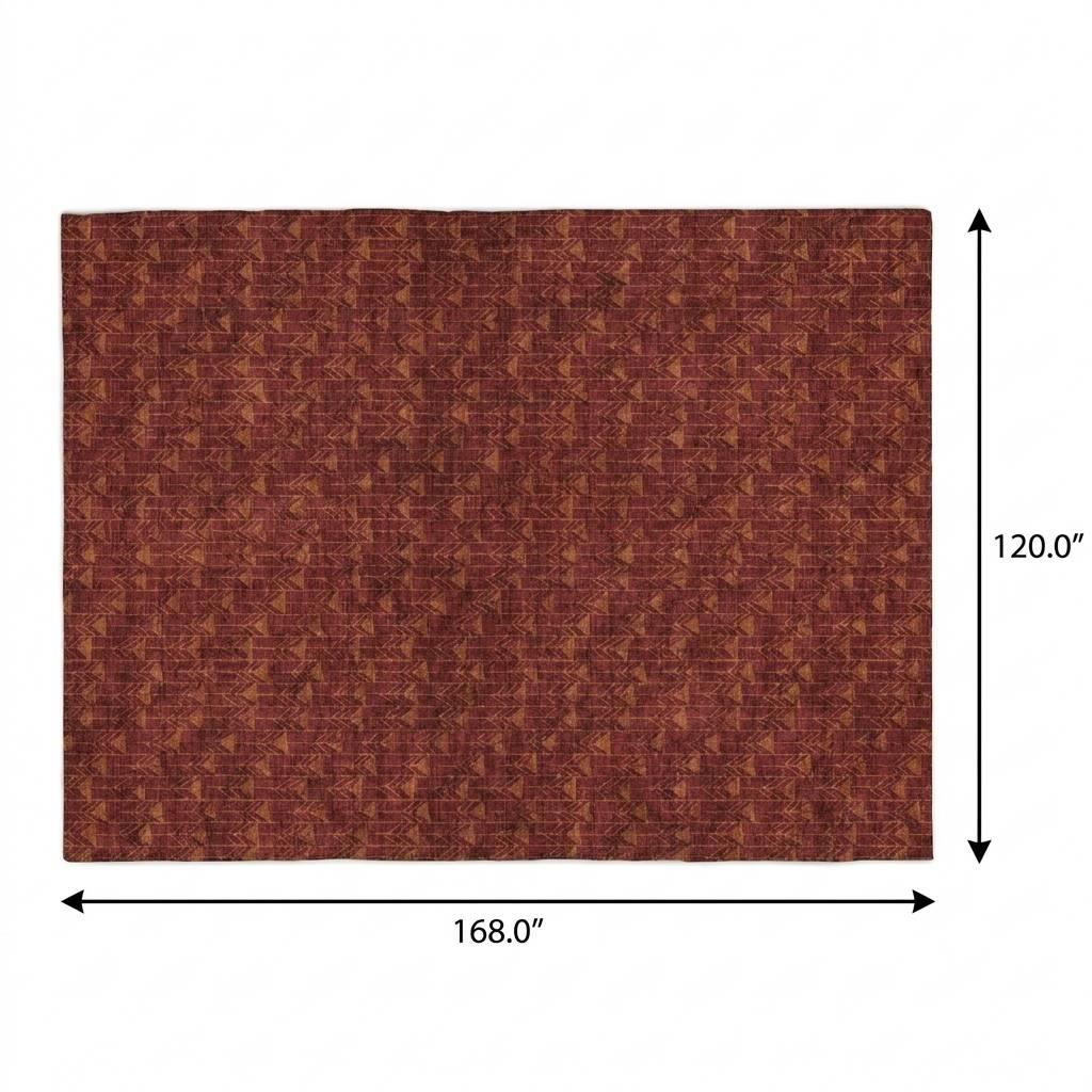 10' X 14' Burgundy And Gold Geometric Shag Washable Area Rug With UV Protection - HomeRoots - Flyclothing LLC