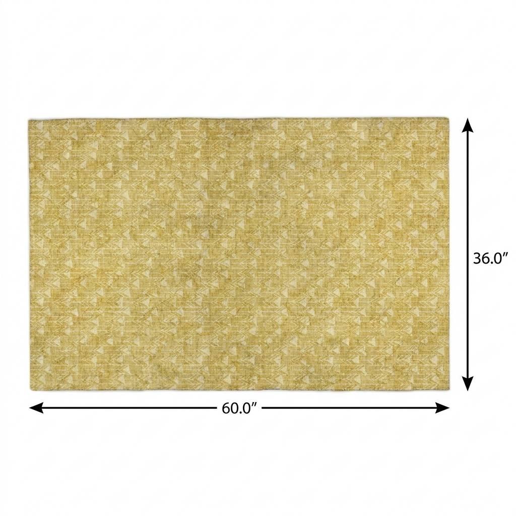 3' X 5' Gold And Beige Geometric Shag Washable Area Rug With UV Protection - HomeRoots - Flyclothing LLC