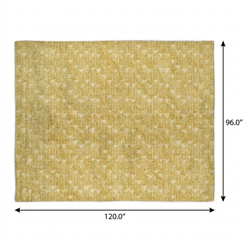 8' X 10' Gold And Beige Geometric Shag Washable Area Rug With UV Protection - HomeRoots - Flyclothing LLC