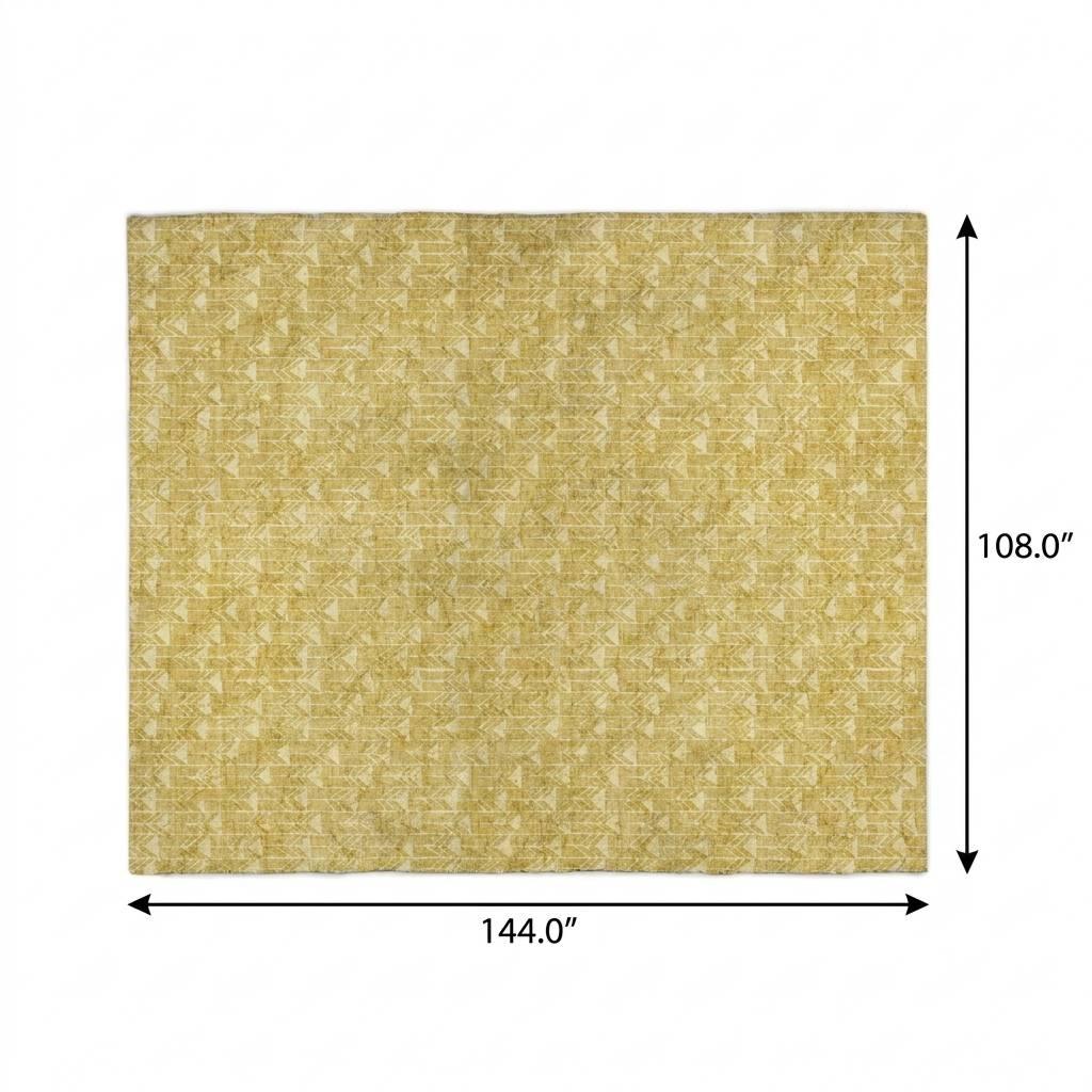 9' X 12' Gold And Beige Geometric Shag Washable Area Rug With UV Protection - HomeRoots - Flyclothing LLC