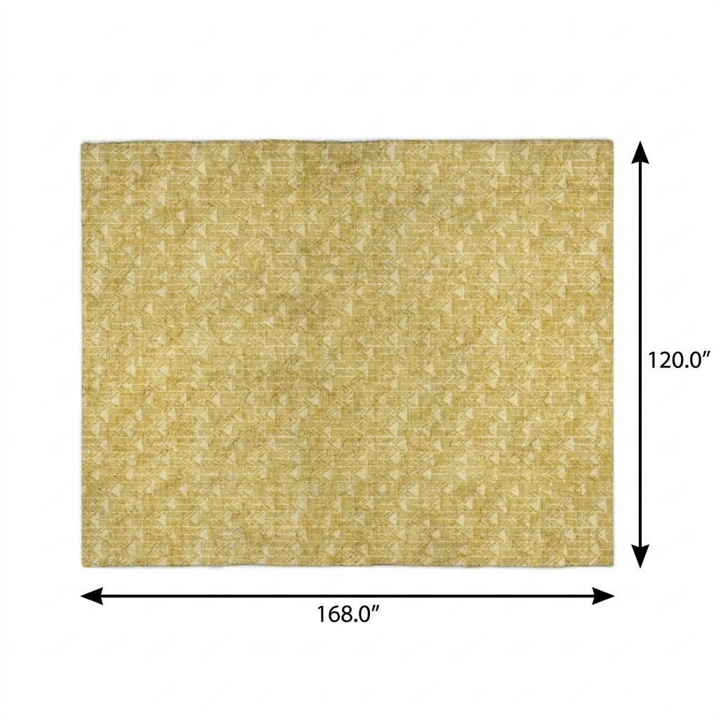 10' X 14' Gold And Beige Geometric Shag Washable Area Rug With UV Protection - HomeRoots - Flyclothing LLC