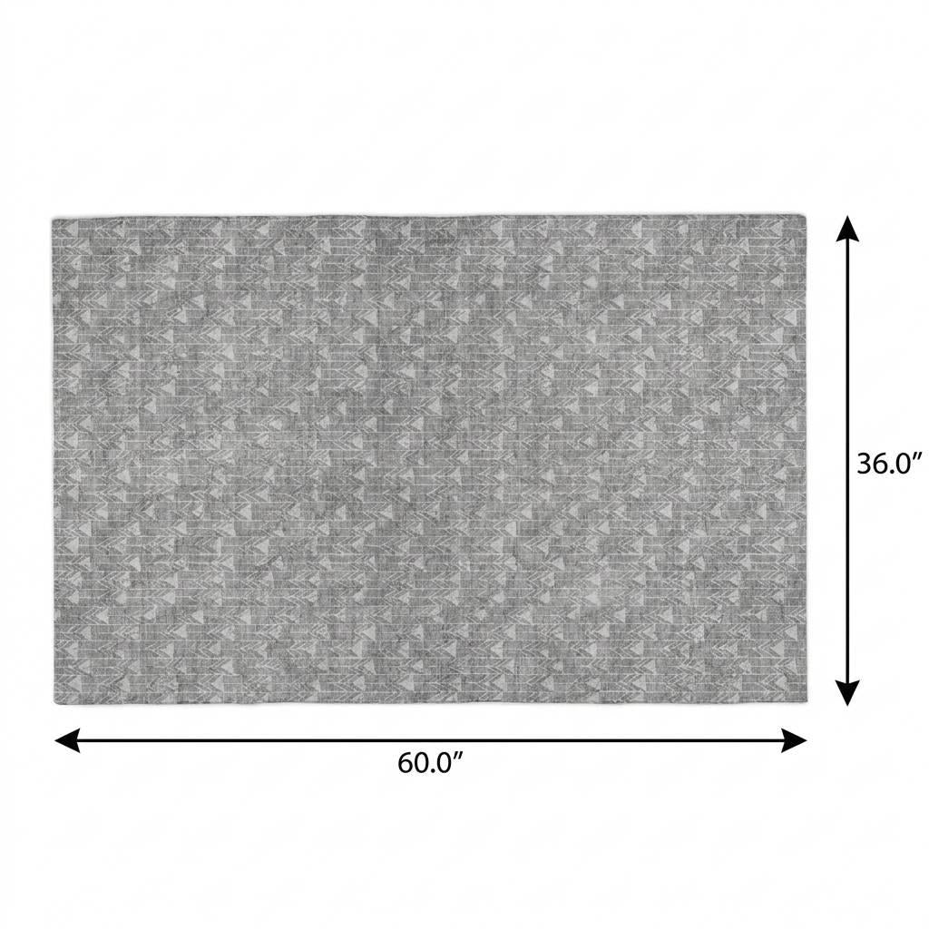 3' X 5' Gray And Silver Geometric Shag Washable Area Rug With UV Protection - HomeRoots - Flyclothing LLC